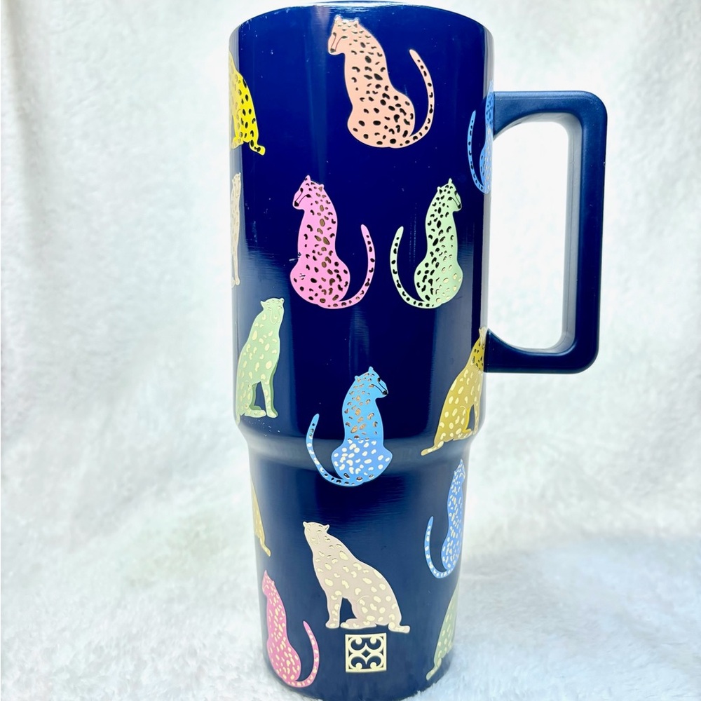 Scarlett & co Leader Of The Pack 40 oz Tumbler  Leopards Silicone Base Blue